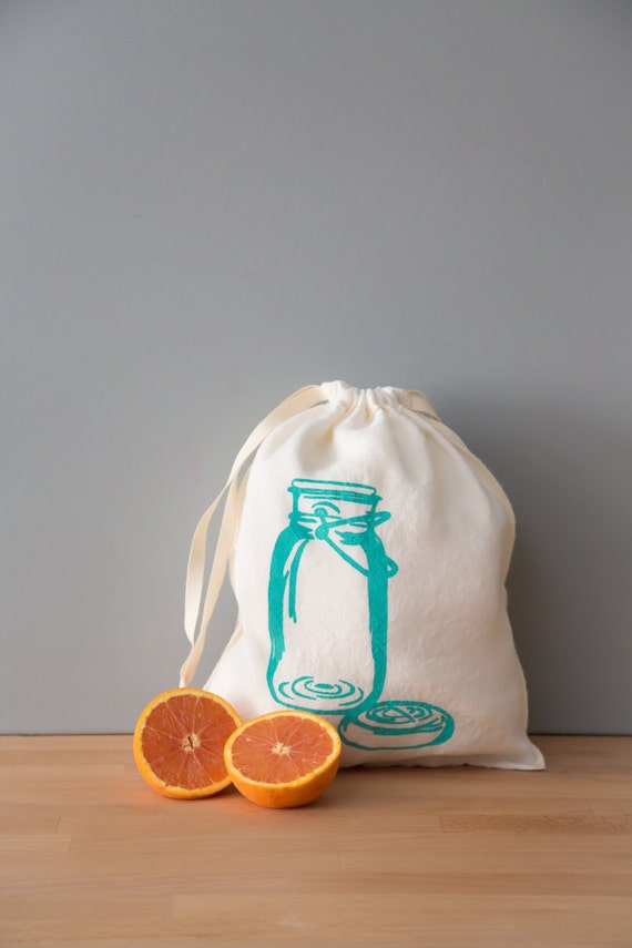 Organic Linen Drawstring Bag, Cloth Gift Bag , Bread Bag , Produce Bag ...