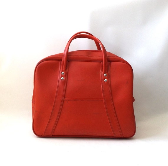 Items similar to vintage 1950's large bag carry on luggage red ...
