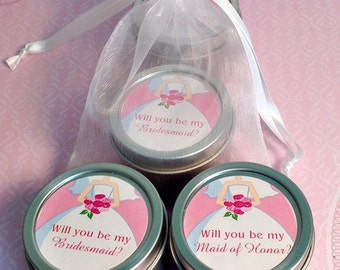 Will you be my Bridesmaid Wedding Candle Favor, Maid of Honor, Matron of Honor- Dress