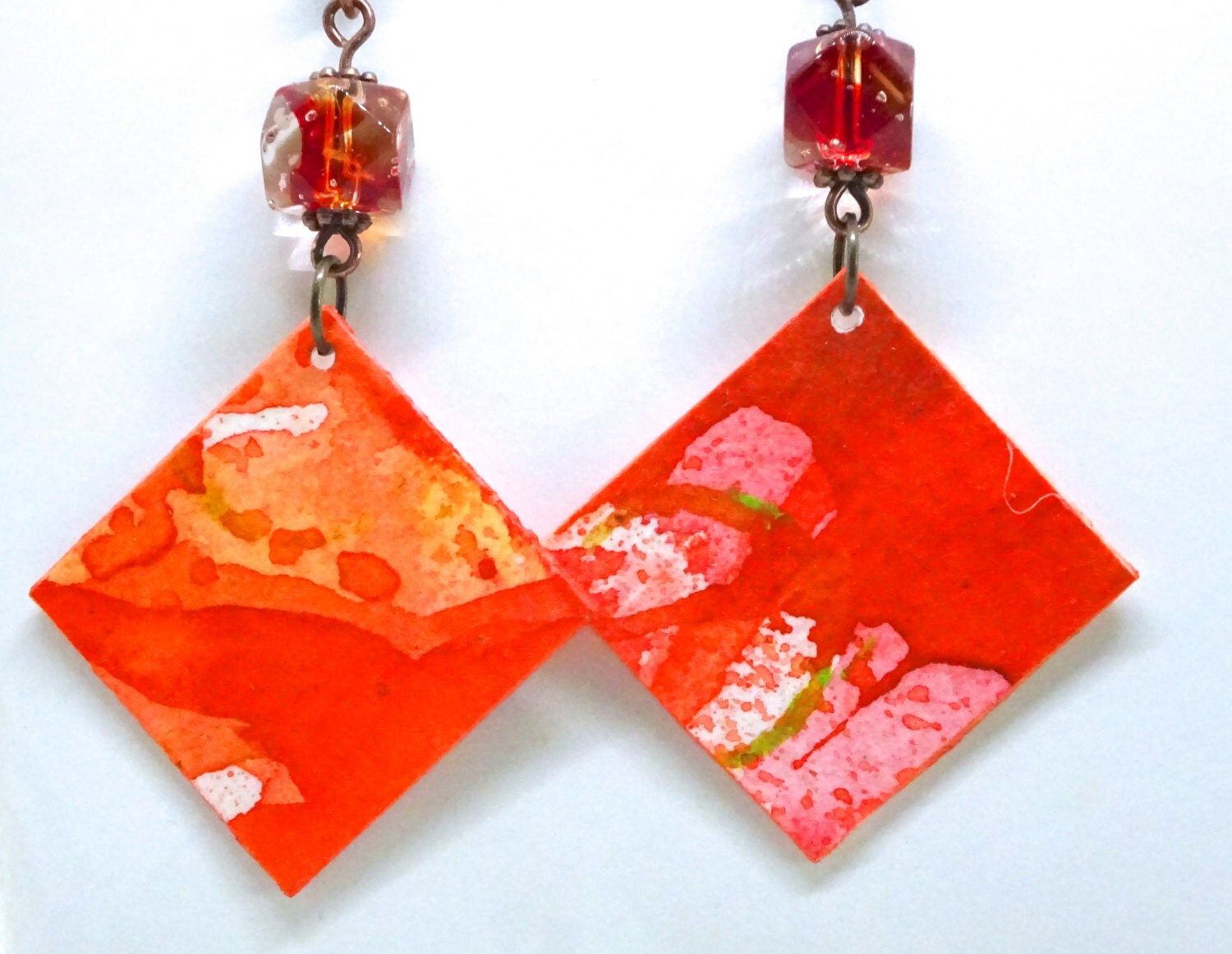 Watercolor Painting Earrings Paper Earrings by bluegatorjewelry