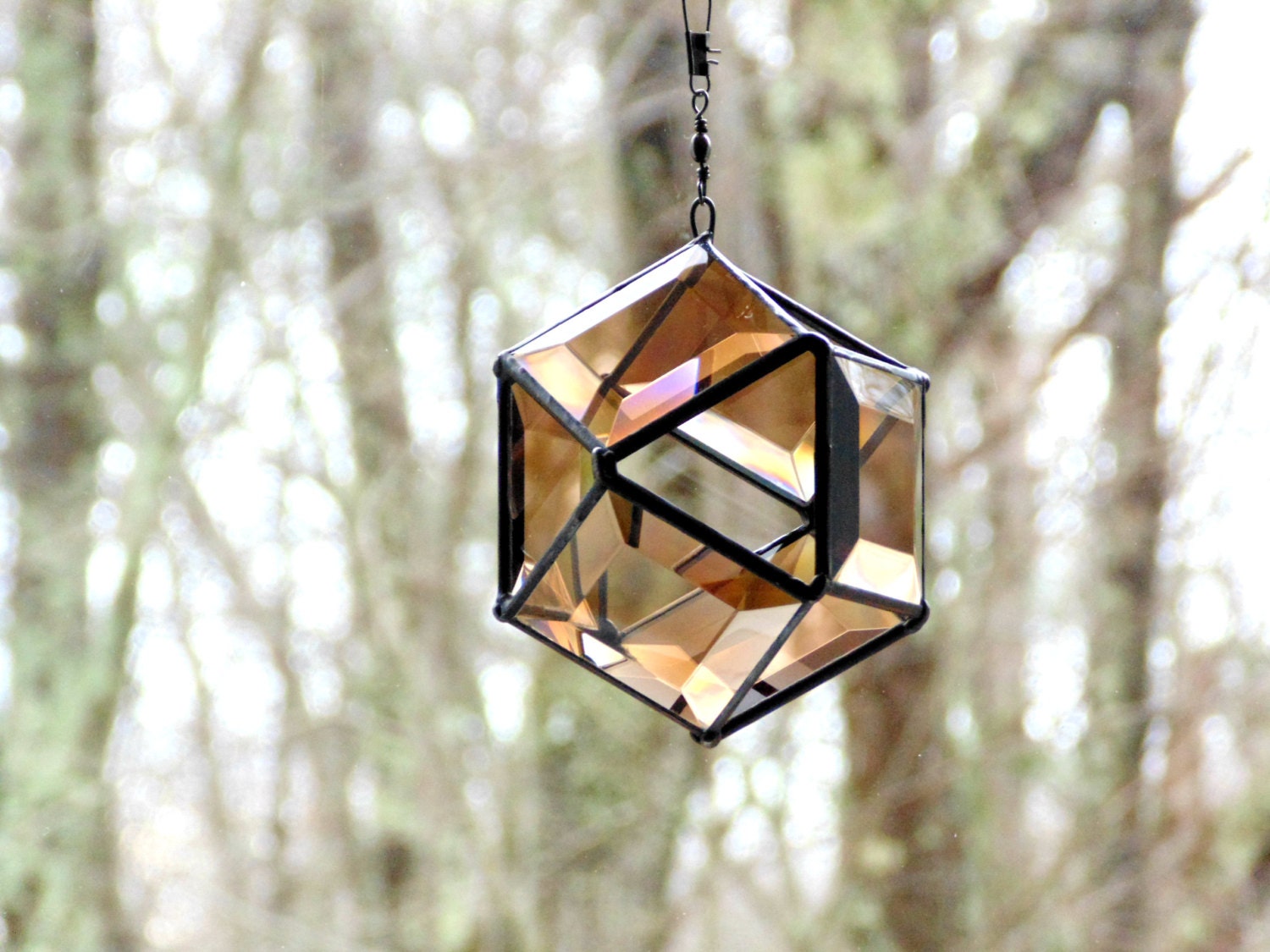 3D hanging prism glass suncatcher light catcher glassart