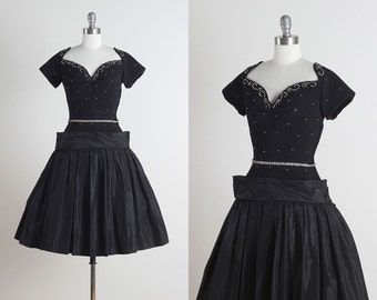 The Encounter . vintage 1950s dress . vintage cocktail dress . 4949