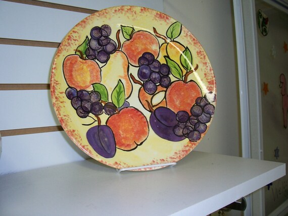 hand painted fruit ceramic plate by claygirl55 on Etsy