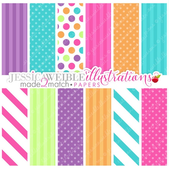 Birthday Candle Cupcakes Cute Digital Papers Backgrounds for Invitations, Card Design, Scrapbooking, and Web Design Il_570xn