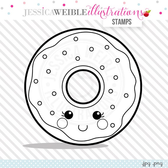 Download Kawaii Donut Cute Digital Stamp Donut Blackline Sprinkled