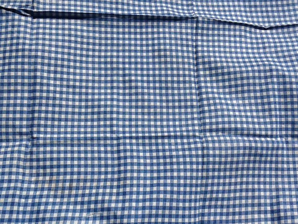 Blue and White vintage Fabric Gingham Check cotton
