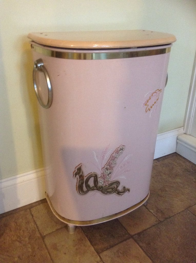 Vintage Pink Clothes Hamper Laundry Hamper Detecto pink metal