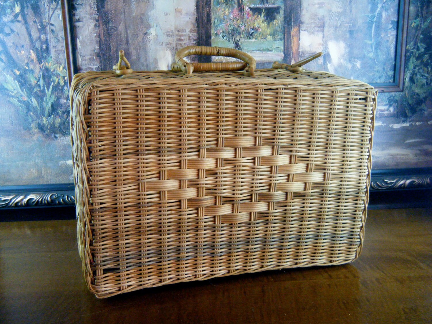 Large Vintage Wicker Suitcase with So Many Uses... Storage