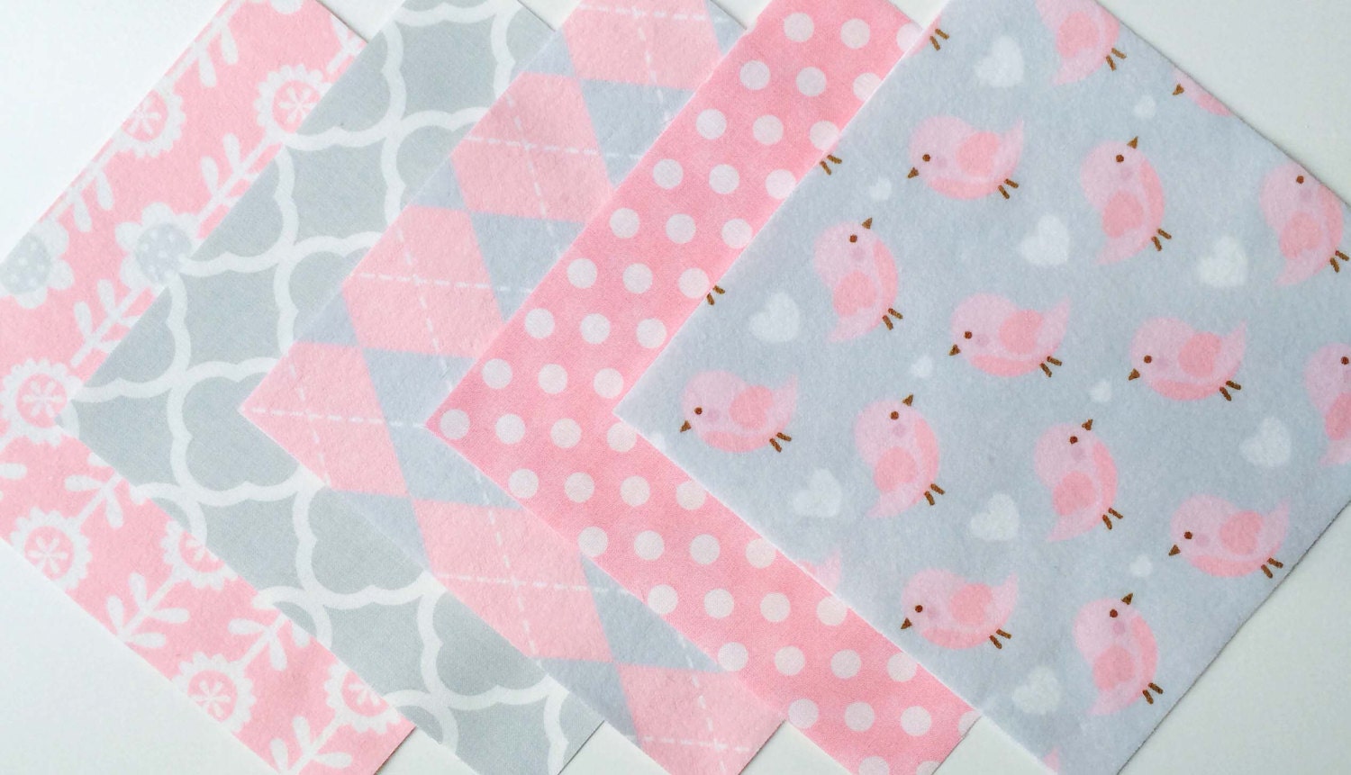 30 6.5 Squares Flannel & Cotton Quilt Squares for Baby