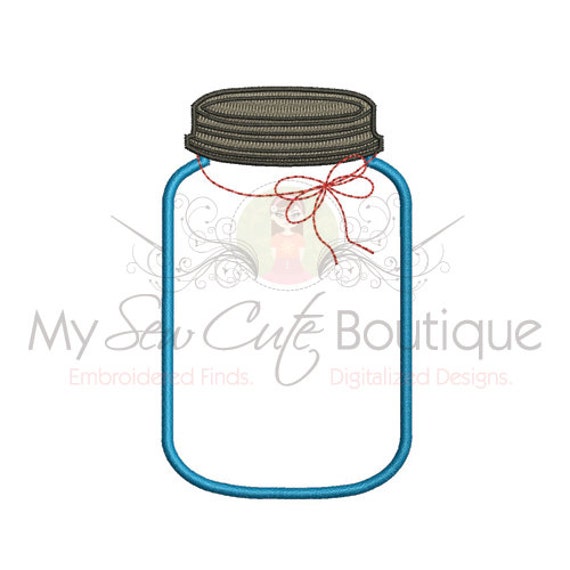 Mason Jar Embroidery Design Machine Applique Fruit Jar