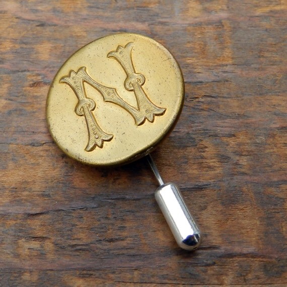 Vintage Initial Letter N Pin, Name Initial Lapel Pin, Hat Pin Brooch