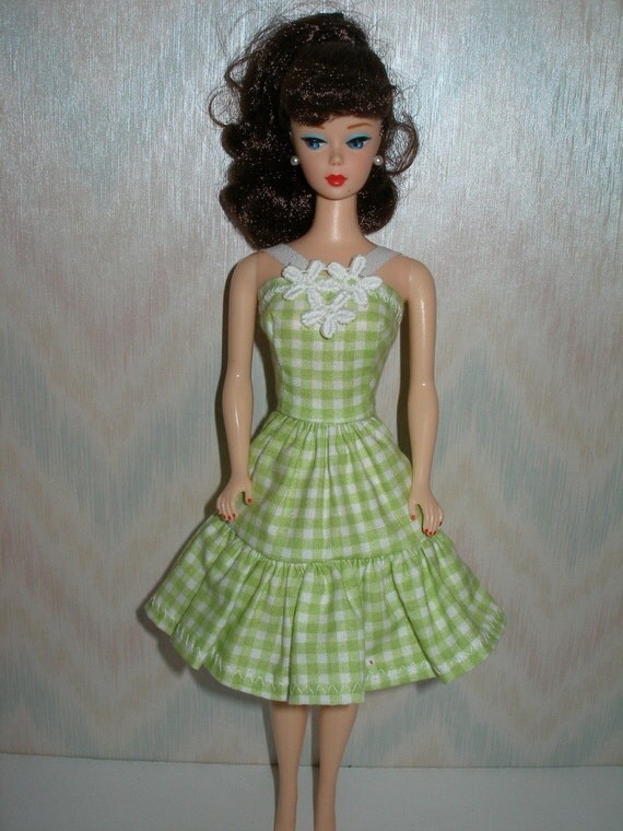 Handmade Barbie clothes green and white plaid by TheDesigningRose