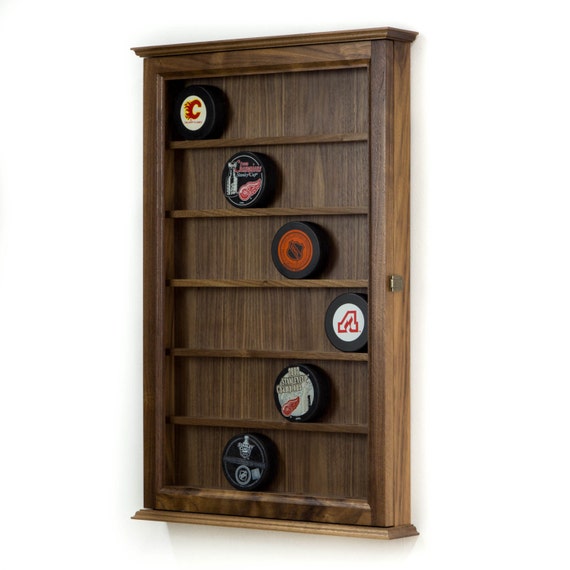 20 Hockey Puck Display Case - Wall Mount Cabinet With UV Protection