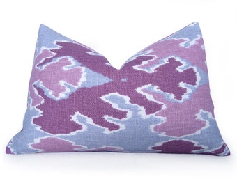Bengal Bazaar Pillow Cover - Kelly Wearstler Lee Jofa - Magenta - Lumbar - Ikat Pillow - Purple - Pink - Slate - Lumbar Pillow - Cushion