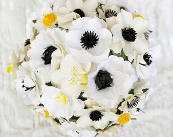 Handmade Paper Flower Wedding Bouquet - Anemone Inspired - Customize your Style and Colors - Made To Order