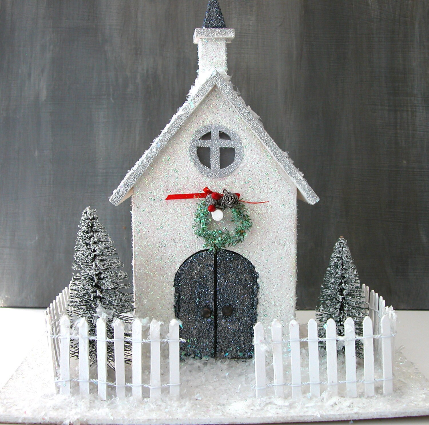 Glitter Church for Holiday Decor by painterlex on Etsy