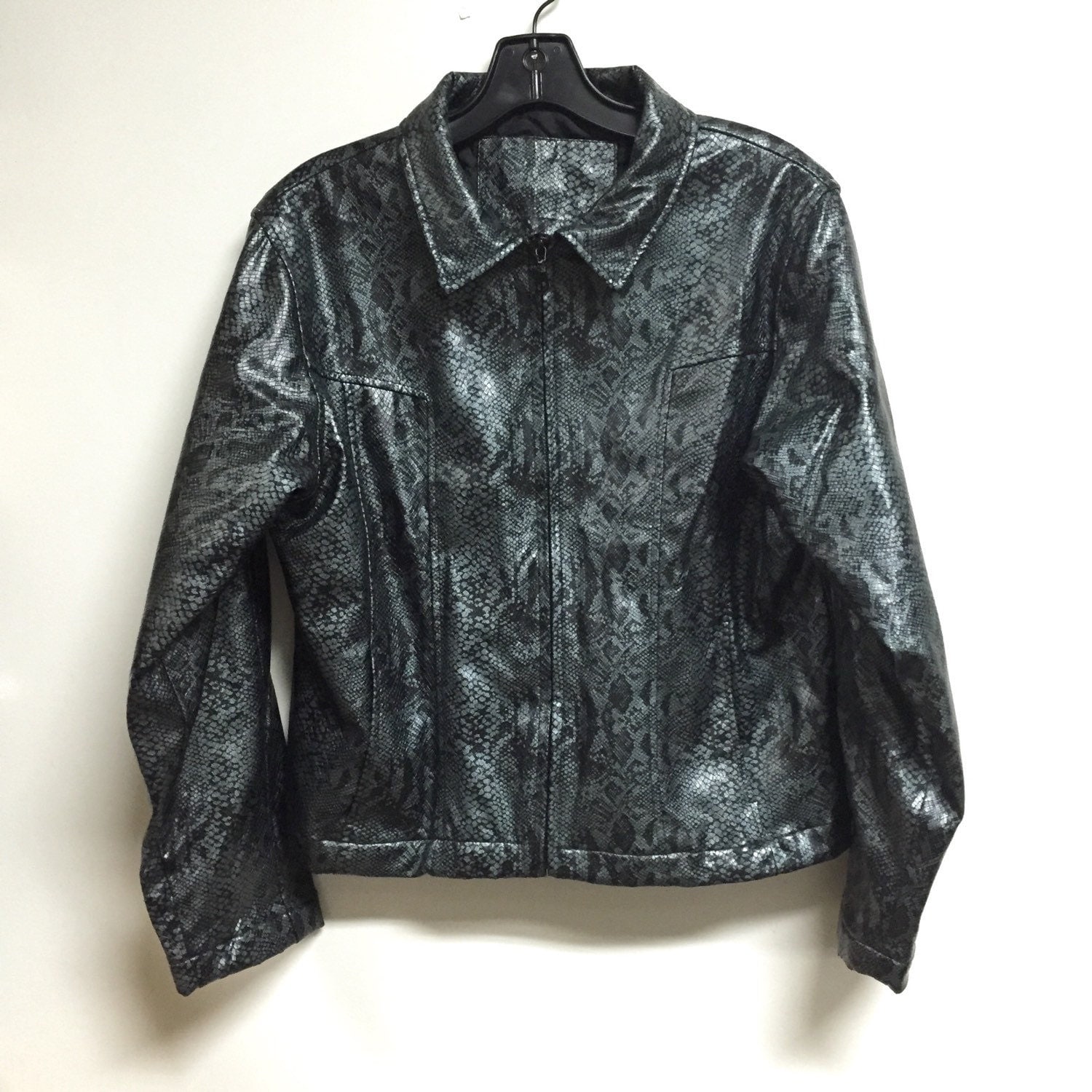 snake jacket 90's grey black shimmery snake print by NTRDMNSNL