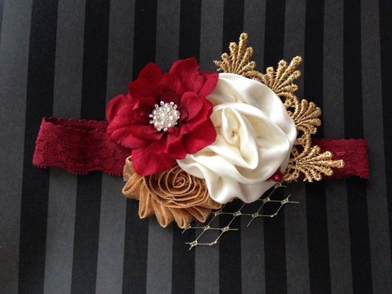 Items similar to Christmas headband, lace headband,holiday headband