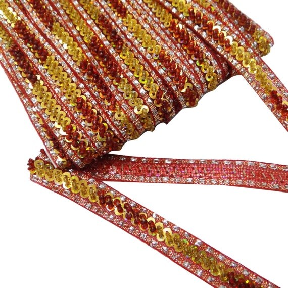 Items similar to Decorative Fabric Trim Multicolor Beaded Trim Craft