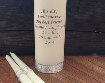 Wedding Unity Candle set, Ceremony Candle, Personalized wedding candle, poem, love, remembrance, customized wedding candle, pillar, tapers