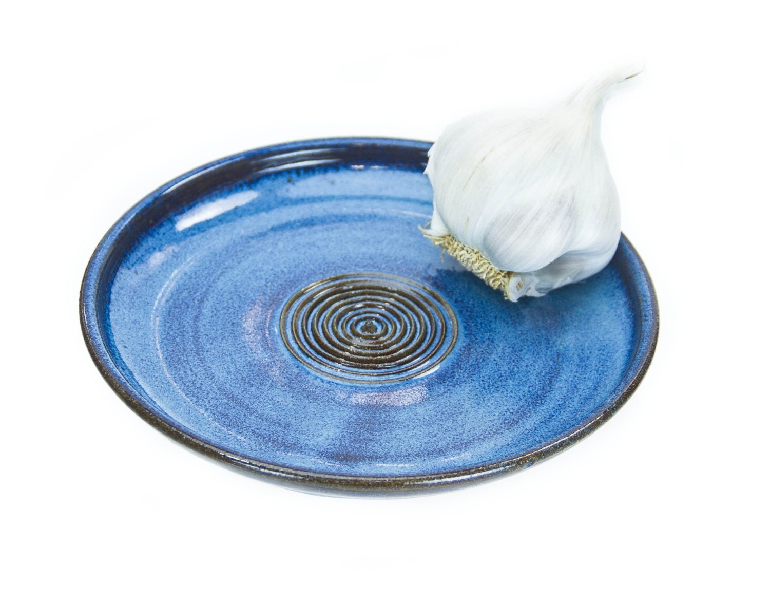 Garlic grater plate in Celestial Blue glaze by littleepottery