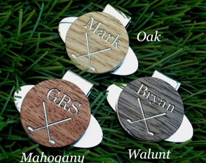 Personalized Wood Golf Ball Marker & Hat Clip - Valentines Day Gift for Him, Husband, Wife, Boyfriend, Dad