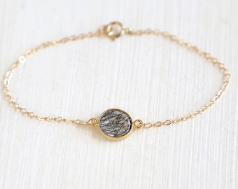 Tourmilated Quartz Connector Bracelet // 14K Gold Filled// simple everyday delicate jewelry