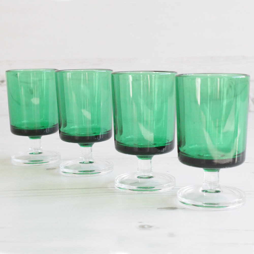 Vintage Green Drinking Glasses Emerald Shot Drinking Barware Summer