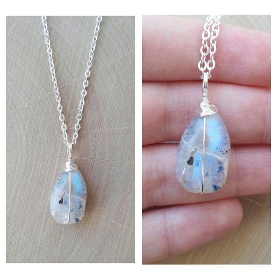 Wire Wrapped Moonstone Necklace by DrunkenMermaid on Etsy