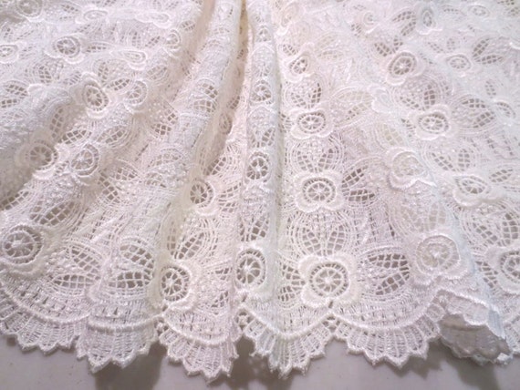 Ivory Floral Design Guipure Lace FabricOne Yard