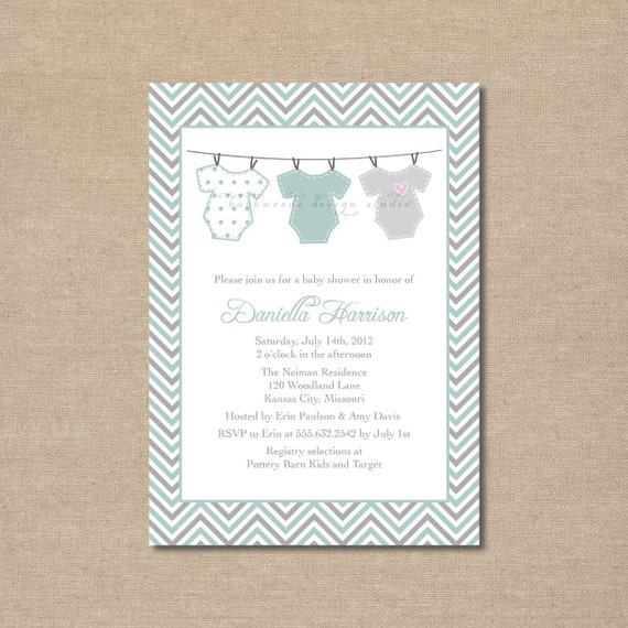 DIY / Onesie Clothesline Baby Shower Invitation / printable