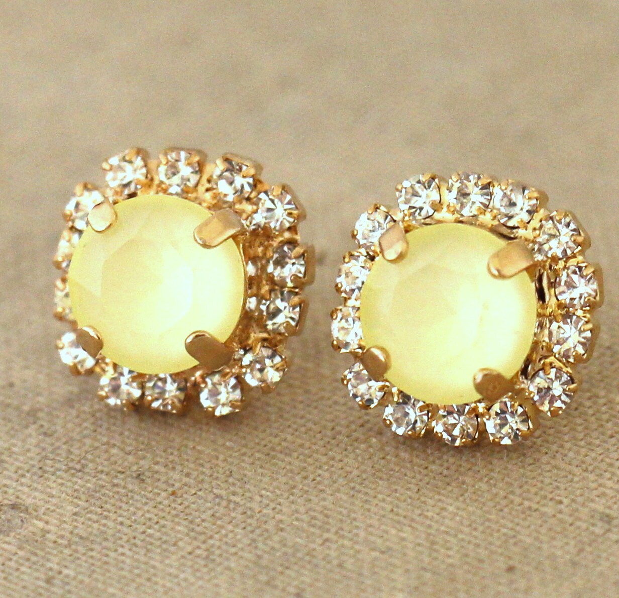 Yellow earrings Powder Yellow Swarovski earrings Bridesmaids