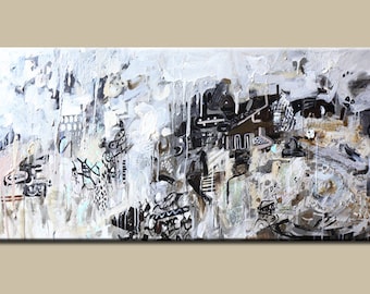 Black and white painting, abstract art painting ,painting on canvas, Abstract painting,Original Painting,Acrylic Painting-modern painting