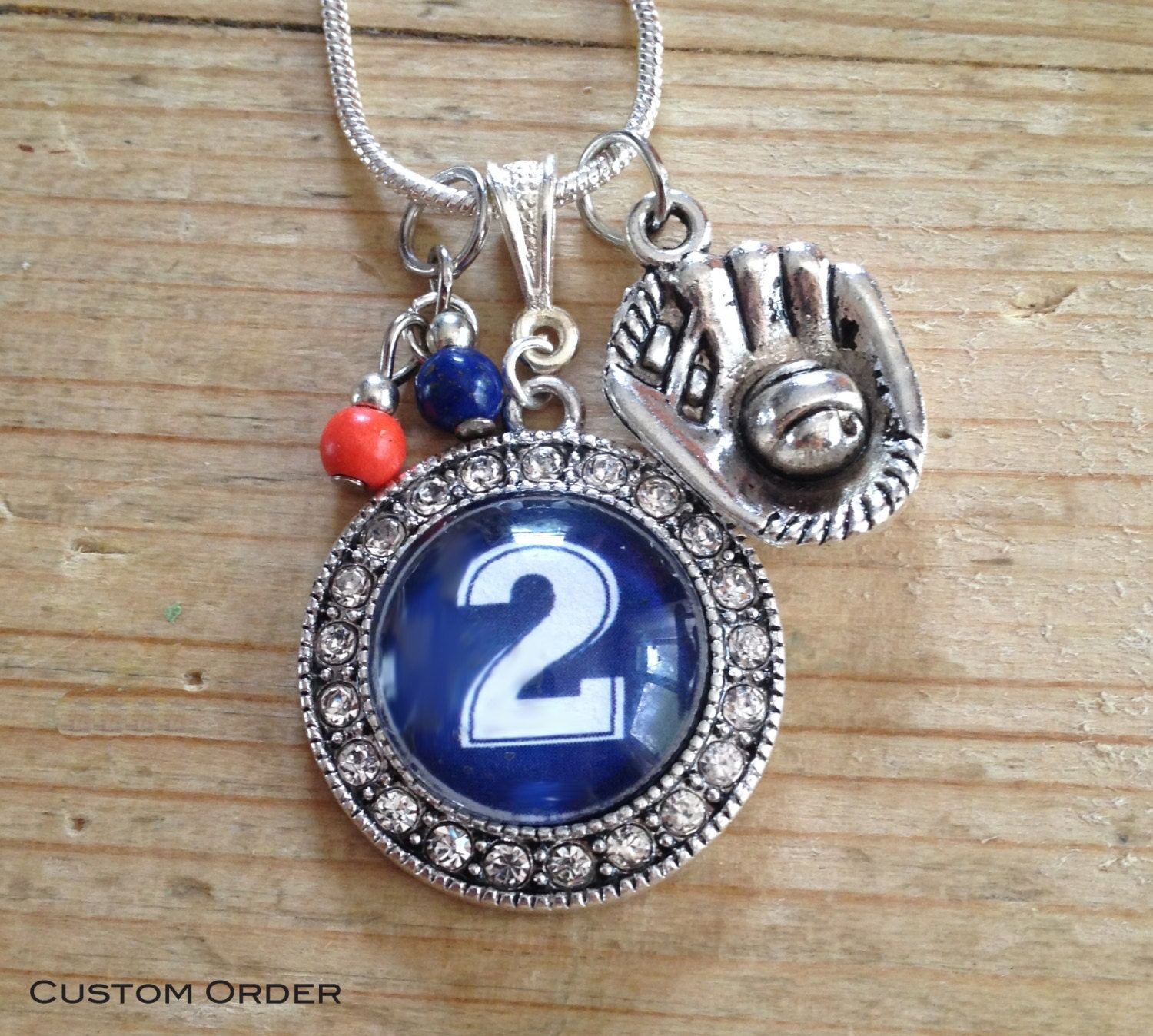 Custom Sports Number Charm Necklace or Bracelet