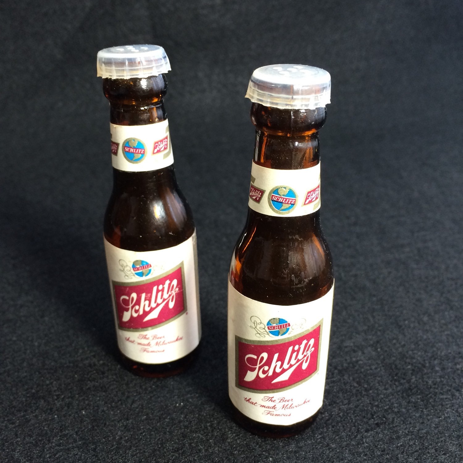 Schlitz Beer Bottle Salt and Pepper Shakers by FickleFloozyVintage
