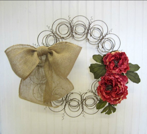 Handmade Old Bed Spring Wreath with Burlap by SimplyCountryHome