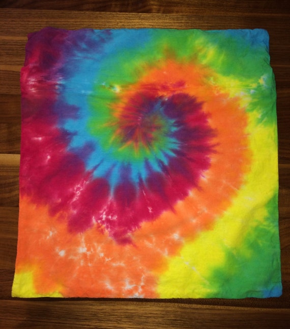 Tie Dye Throw Pillow Cover 16 Square Rainbow Spiral