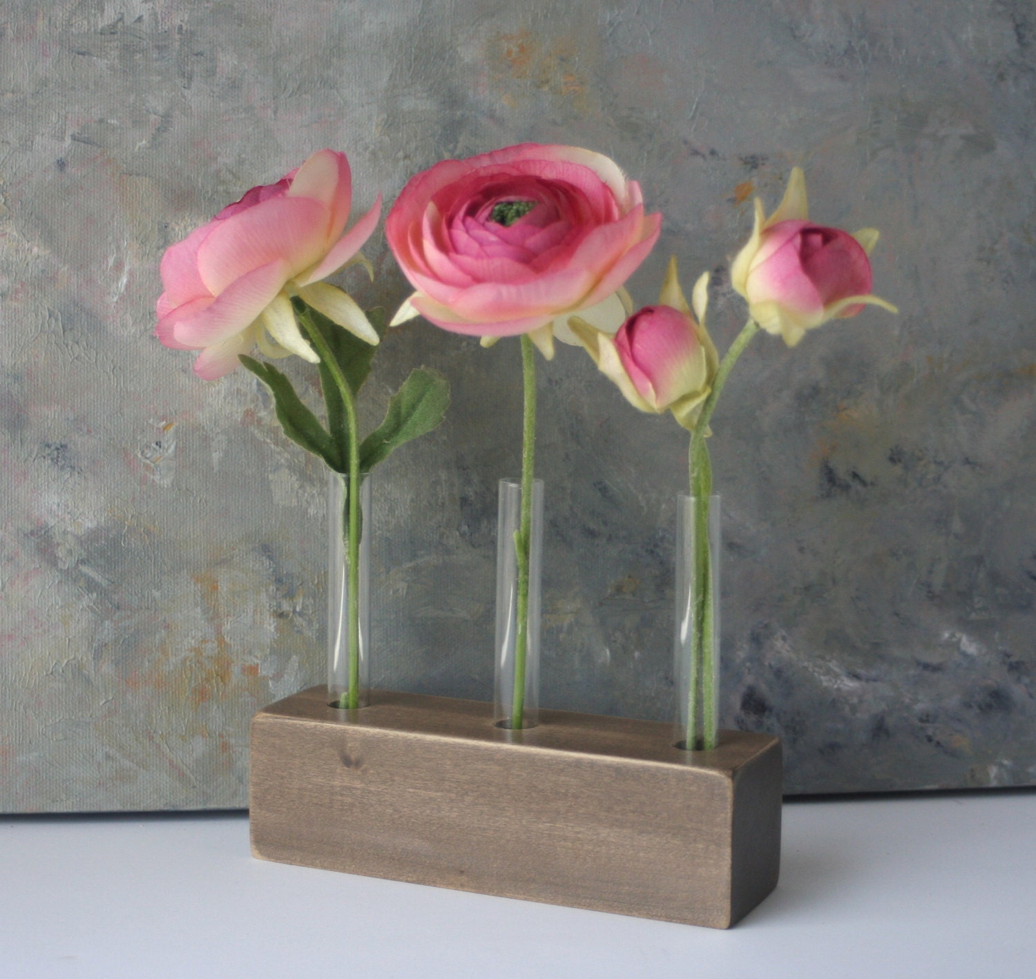 Test tube Bud Vase Small flower vase brown wood by