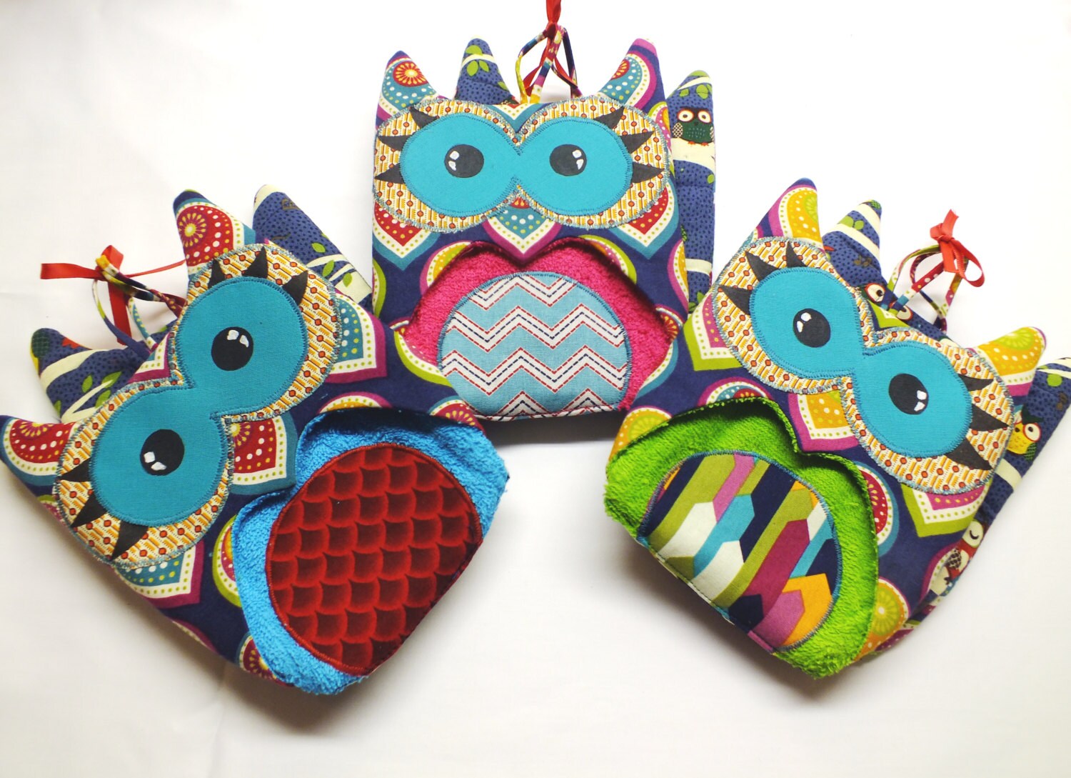 Owl Applique pot holders unique folk kitchen decor by Alexenia