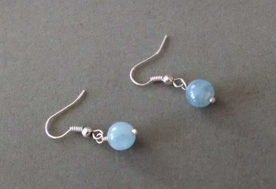 Celestite Earrings Sky Blue Stone Earrings Simple Dangle