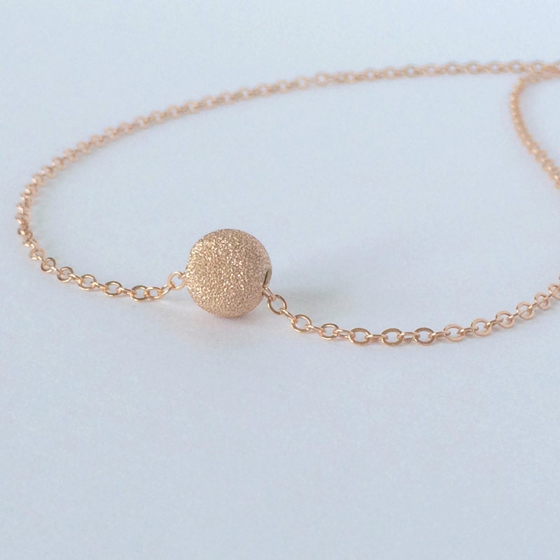 Rose Gold Necklace Minimal Gold Necklace Floating Bead
