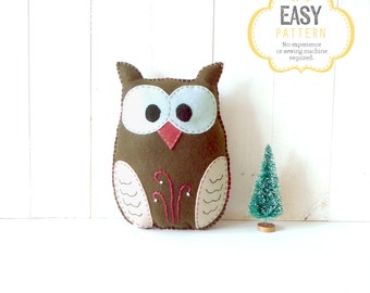 Stuffed Owl Sewing Pattern, Felt Owl Plush Softie, Woodland Owl Pattern, Owl Plushie, Owl Stuffie, Instant Download PDF