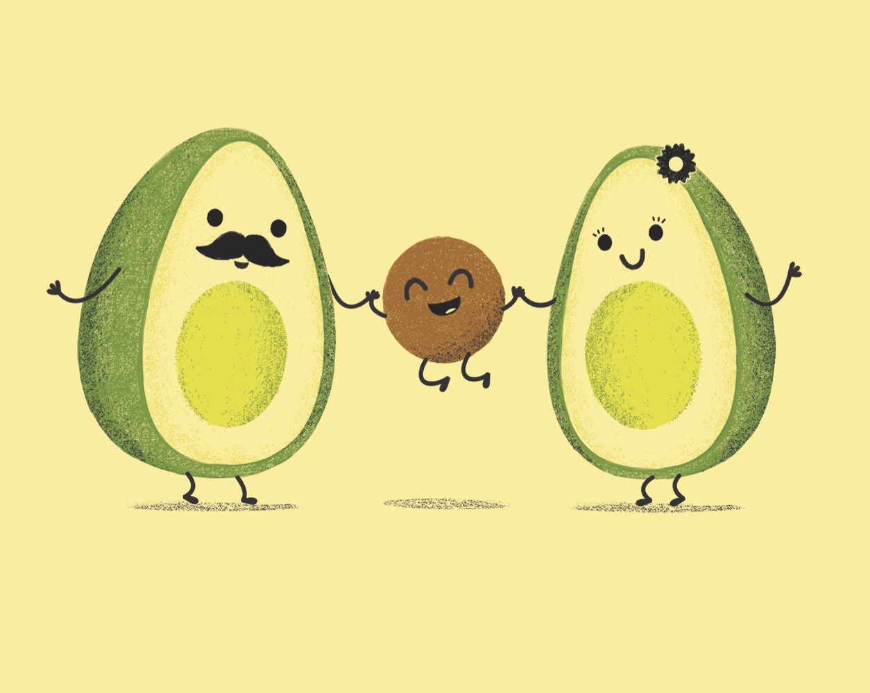 Avocado Family Art Print by LilBurritos on Etsy