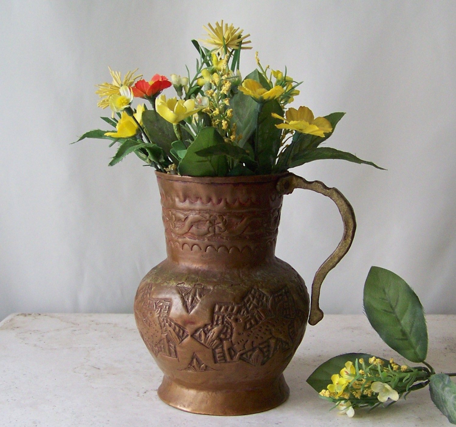 Vintage Copper Vase Artisan Crafting Copper Flower Vase Chital 2475