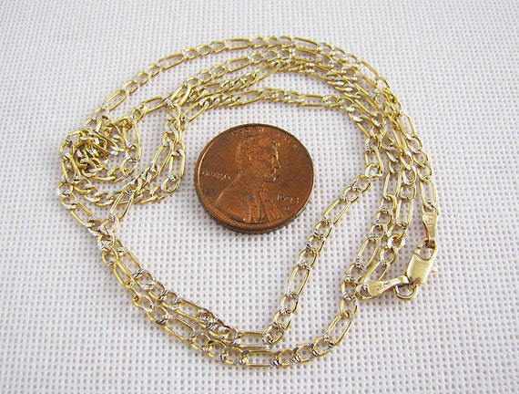 24 inch 14K Gold Figaro Chain Necklace 2.5mm wide two tones