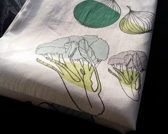 Linen tea towel, kitchen towel, linen towel, easter, spring, bright towel, vegetables towel