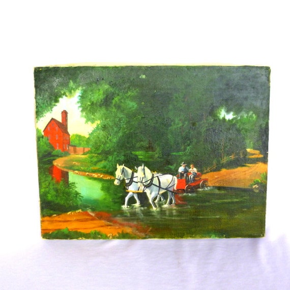 VINTAGE OIL PAINTING /Unframed country scene