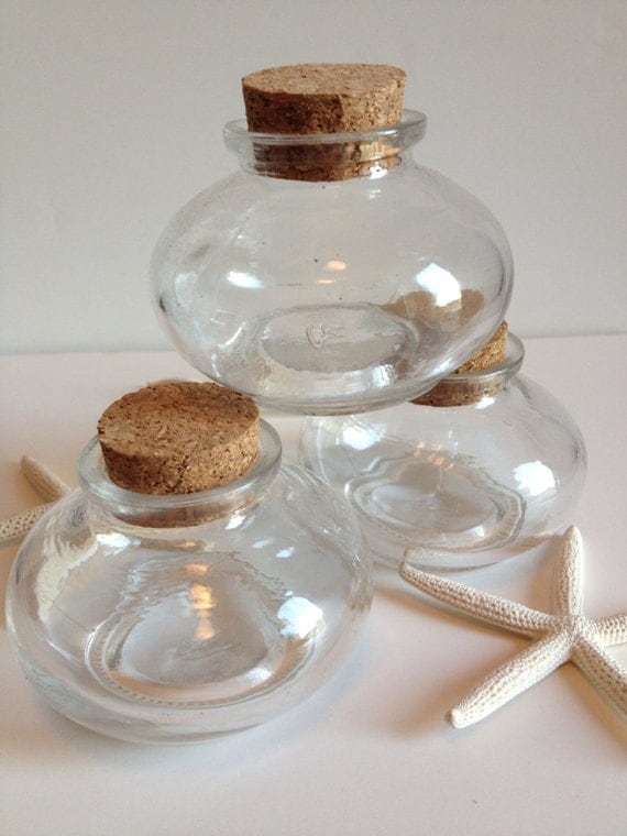 Small Glass Jar with Cork Home Decor Beach Wedding Favor