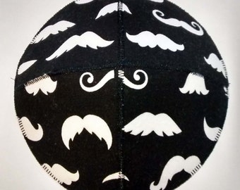 Mustache Saucer Kippah/Yarmulke Black and White