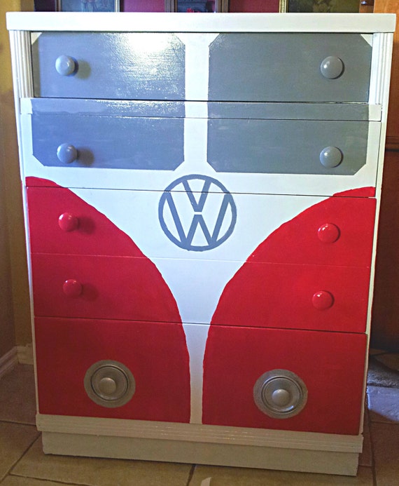 Items similar to VW Bus Painted Dresser Whimsical Painted Furniture ...